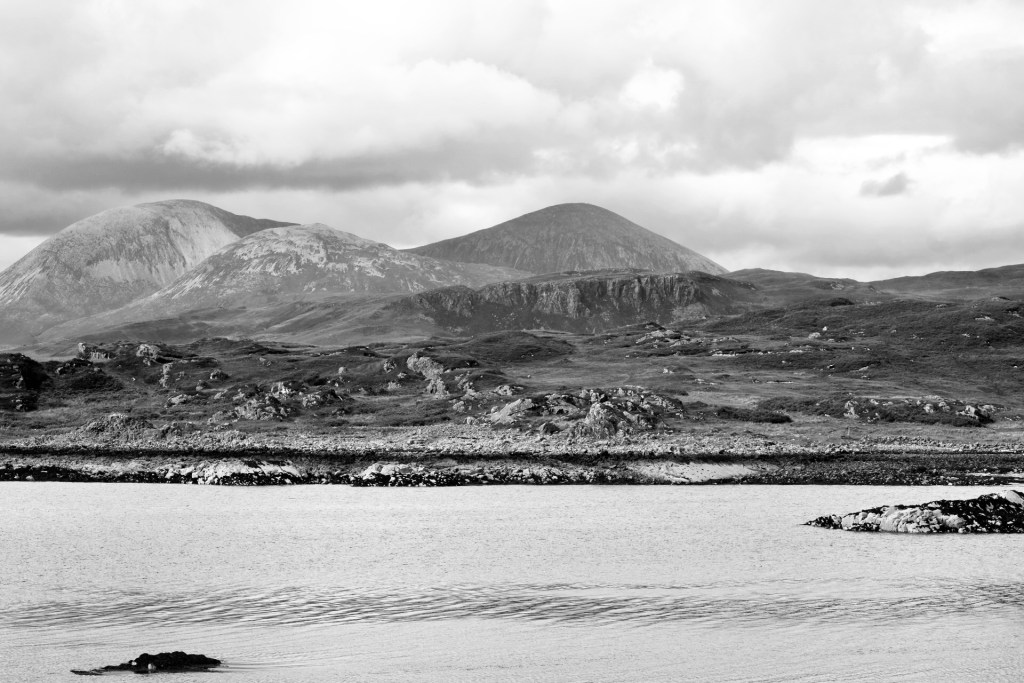 Scenic Mountains in Monochrome